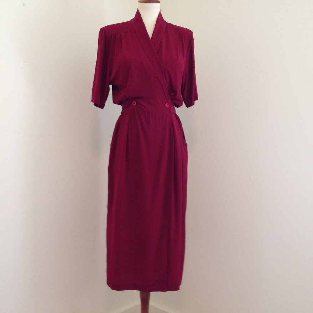 Royal Silk Dress Dark Crimson Red vintage 1990's